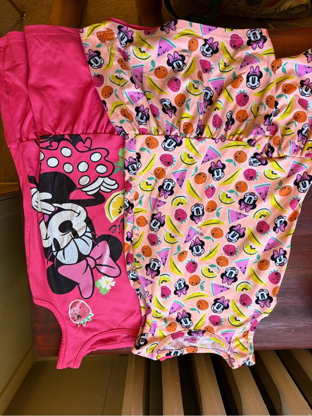 Disney Girls Pink Minnie Mouse Fruit Print Casual Dress Set